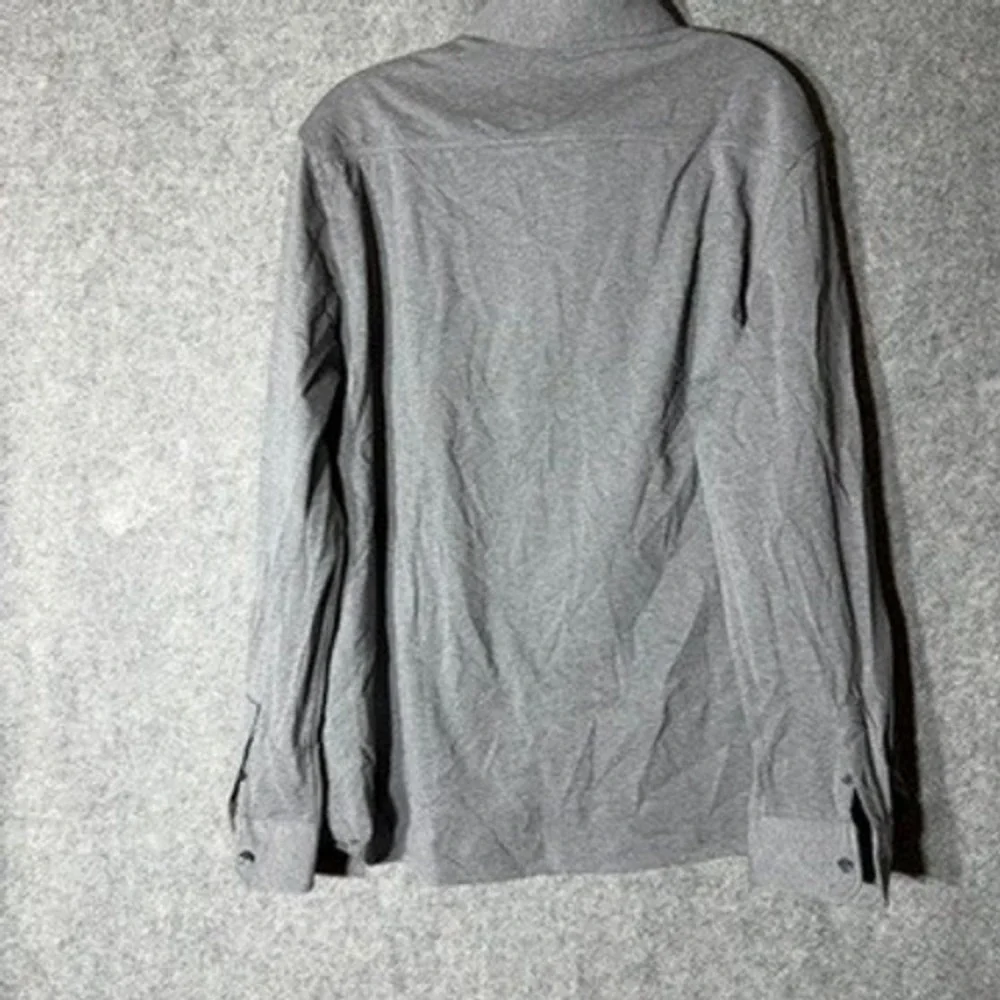 Banana Republic Mens Large Gray Cotton Knit Button Front Long Sleeve Shirt L
